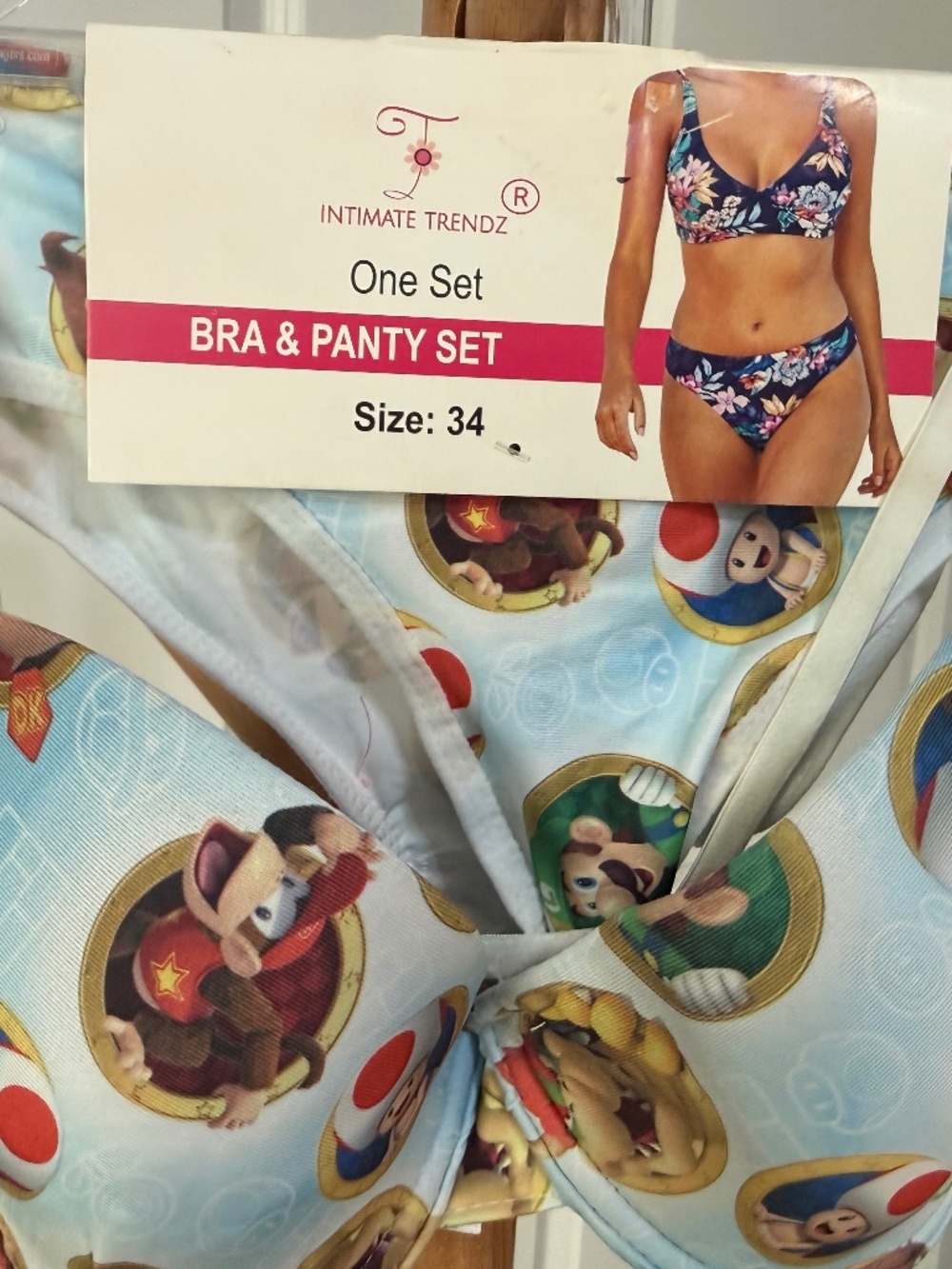 Novelty Video Game Character Bra & Panty Set Size 34 NWT Gamer Collectible